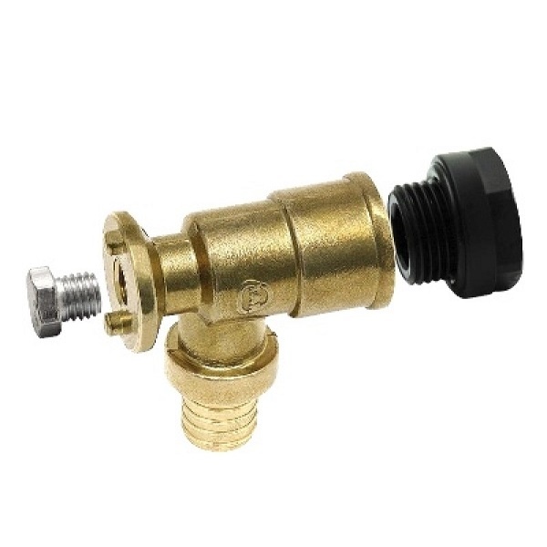 Отвод 18*2,5 G1/2" удлиненный с заглушкой латунный a-52,5 мм, KAN-therm