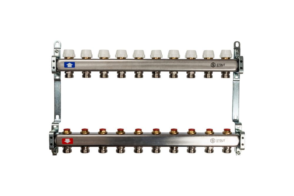 Коллектор 10 вых с вент вставками (без заглушек) Stout