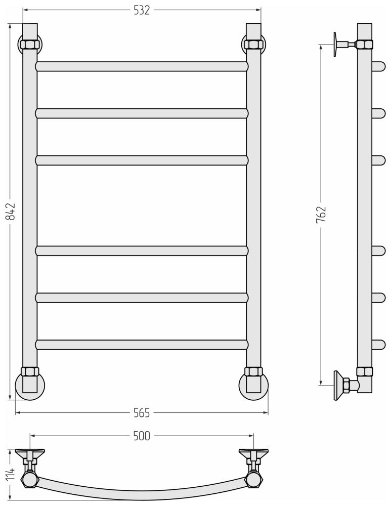 Полотенцесушитель Аксиома-20 800х500, нерж. ст., полировка Стилье