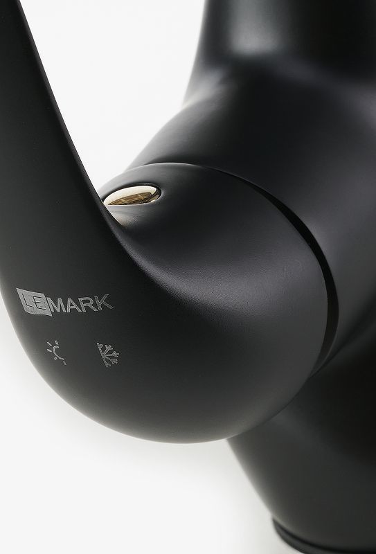 Смеситель для умывальника SWAN, монолитный, черный/золото, LEMARK