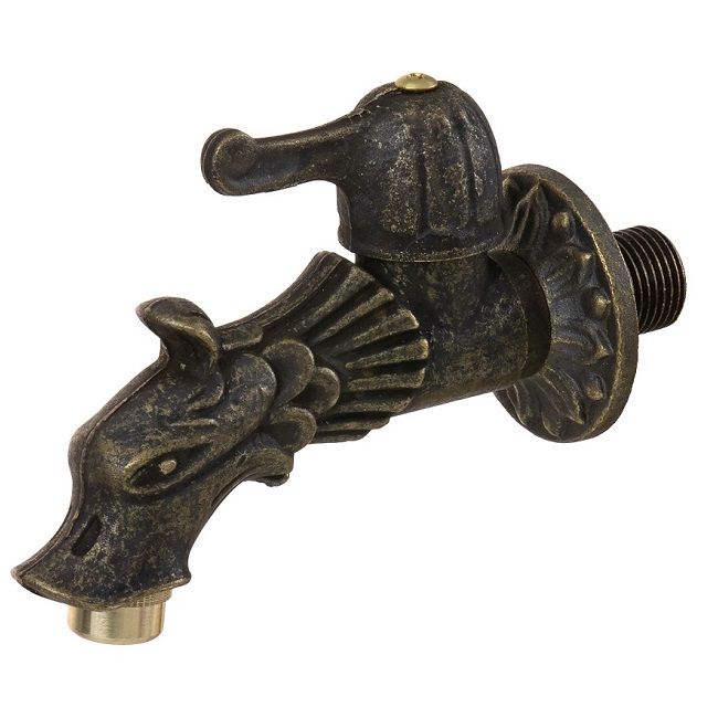 Кран садовый вентильный "Дракон" НР 1/2, штуцер 3/4, цвет бронза SANTERA