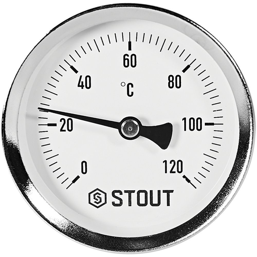 Термометр биметаллический осевой с погружной гильзой. Корпус Dn 63 мм, гильза 50 мм 1/2 , 0...120°С