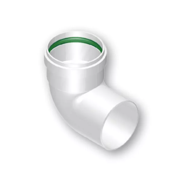 Колено окраш.белым DN80, угол 90° без радиуса (папа/мама) Termica