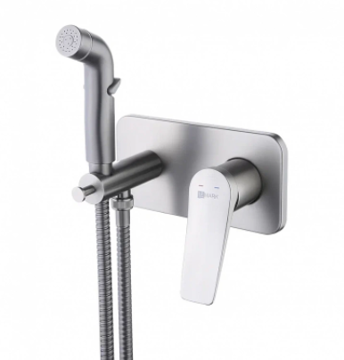 Смеситель с гигиеническим душем Bronx, встраиваемый (графит), LEMARK
