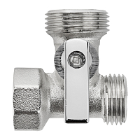 Кран шаровый угловой для бытовой техники 1/2x3/4 Н/Н хром Compact рукоятка вверх MasterProf