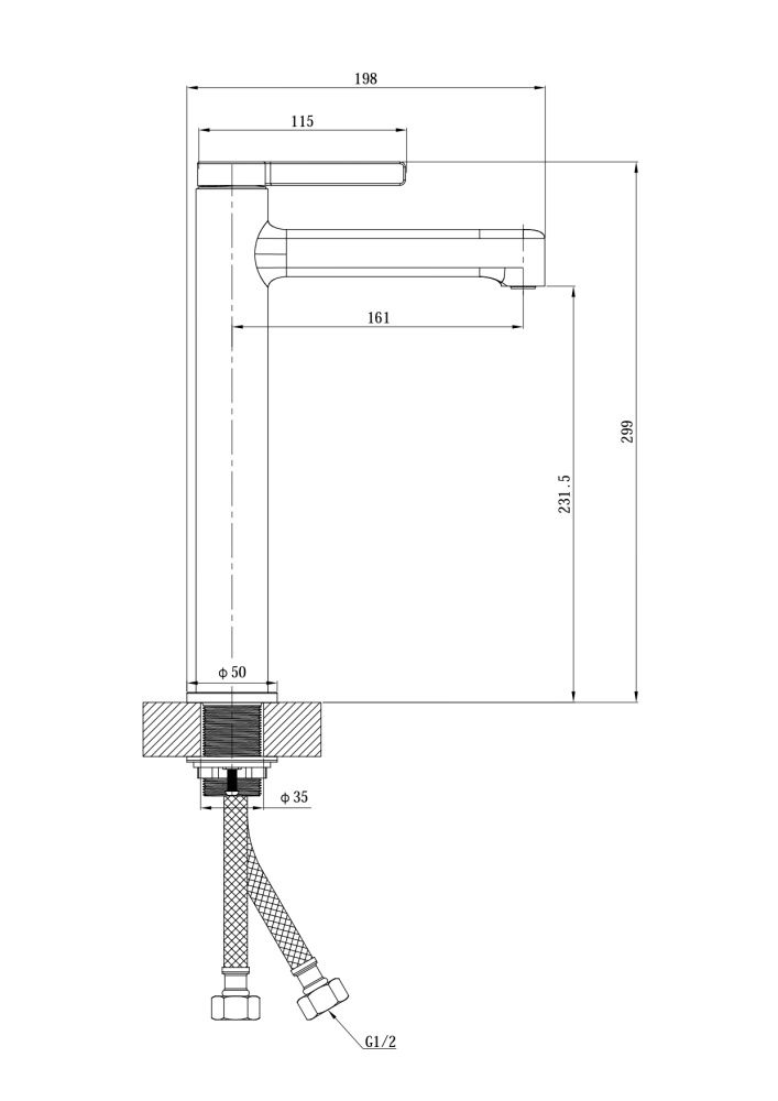 Смеситель для раковины Sochi высокий (h=231,5мм), хром, ESKO