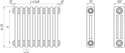 Радиатор трубчатый Batarìa 2-1750-06 UT RAL 1Т104S9016 белый муар ½ (ВЫСТАВОЧНЫЙ ОБРАЗЕЦ)