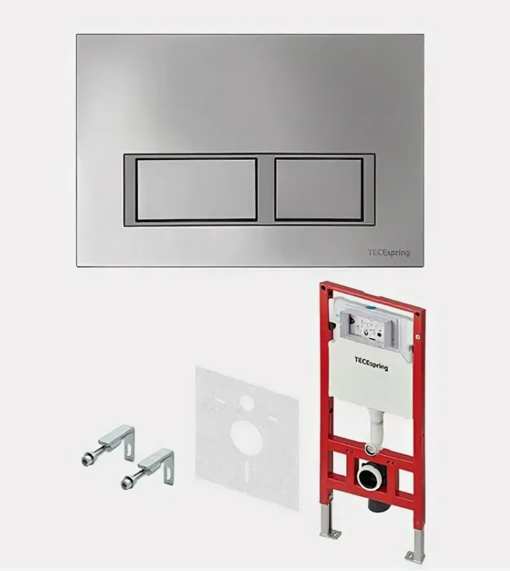 Комплект TECEspring, панель смыва с прямоугольными кнопками Хром глянцевый