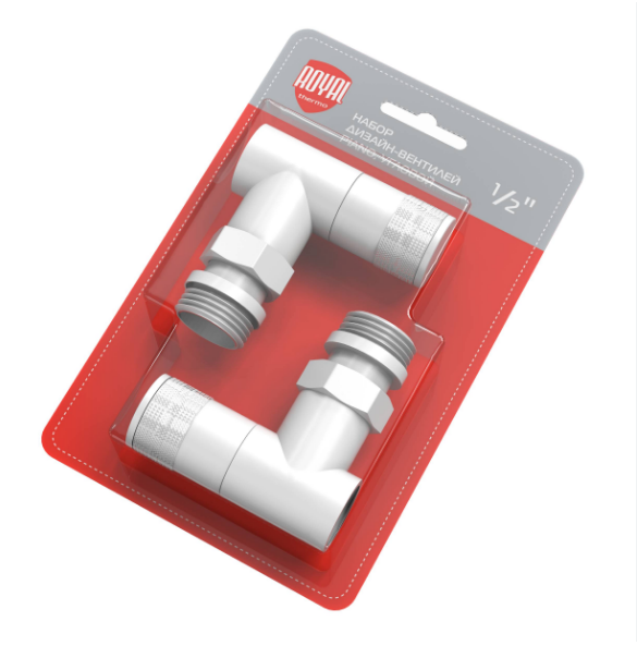 Вентиль ручной регулировки угловой 1/2" PIANO Белый Royal Thermo (уп. блистер=2шт)