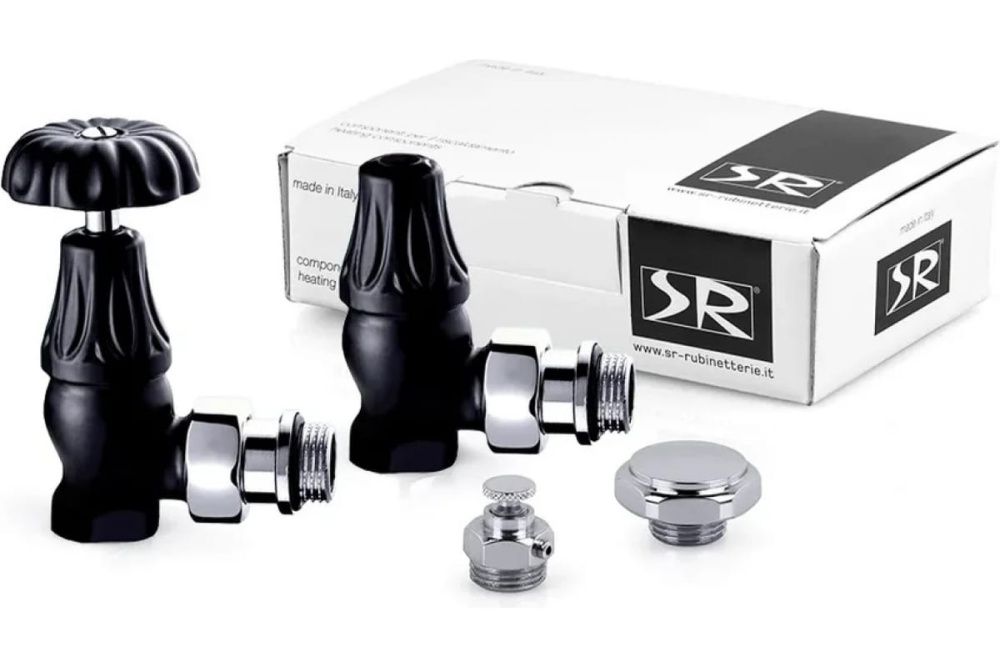 Комплект вентилей 1/2" угловой, Черный серия "Old Style" SR Rubinetterie