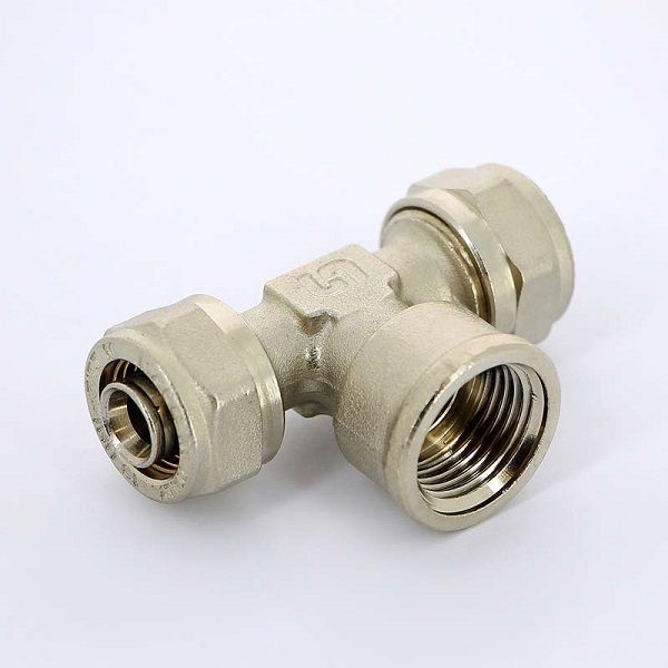Тройник 16x1/2x16 никелир. ВН (обжим) Uni-Fitt