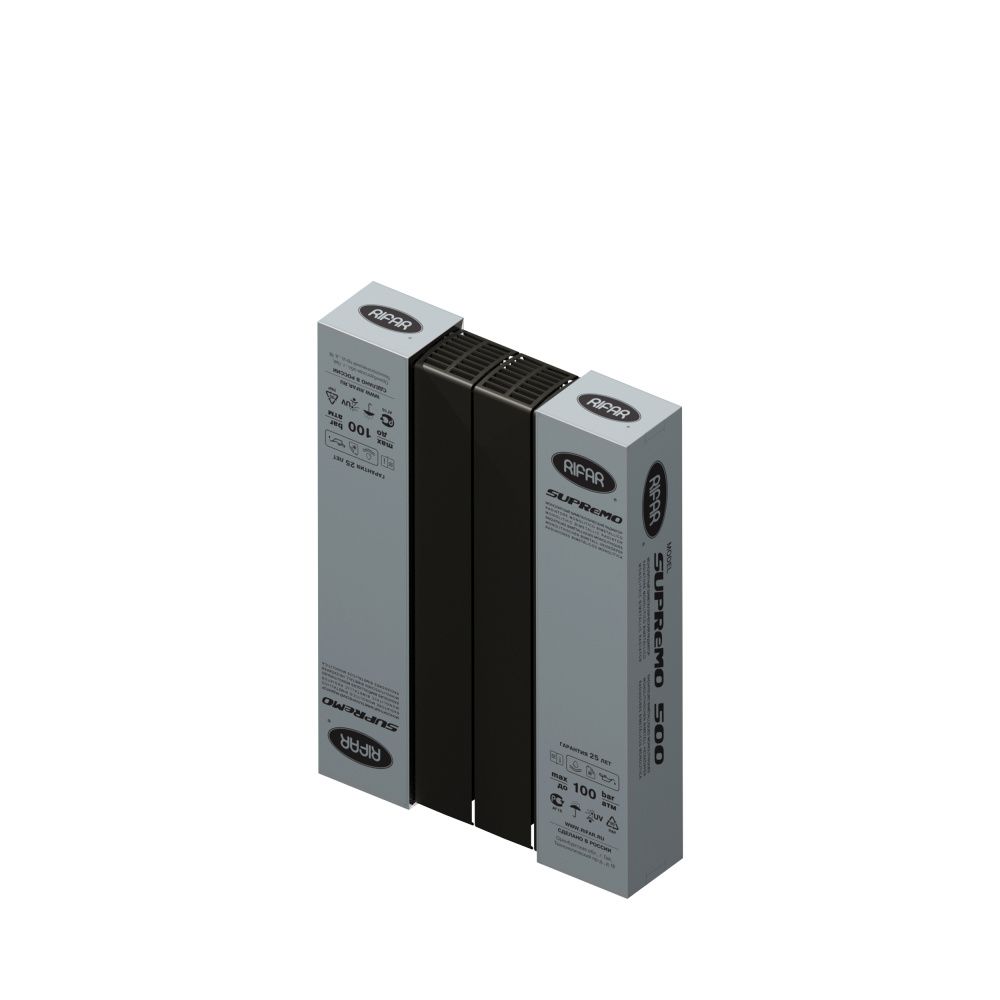 Радиатор биметаллический SUPReMO 500/90 (202Вт)  4 секций боковое подкл. Rifar Антрацит