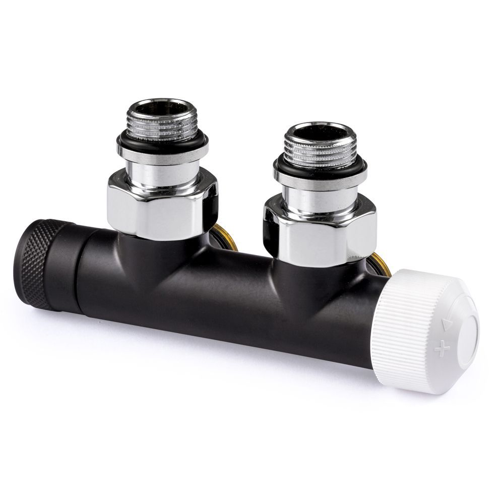 Узел нижнего подключения термостатический SR Rubinetterie угловой 1/2"х3/4"Е Чёрный матовый (правый)