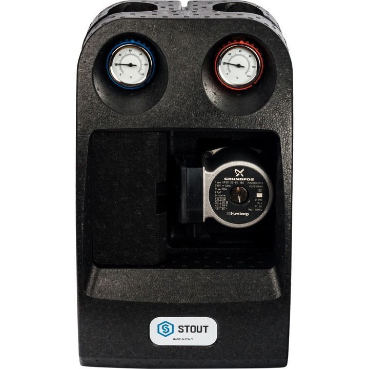 Насосная группа с прямым контуром 1 1/4" с насосом Grundfos UPSO 32-65 в теплоизоляции DN 32 STOUT