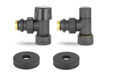 Комплект радиаторных клапанов 1/2х3/4Ek угловой черный Varmega