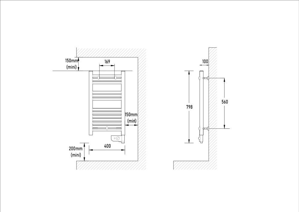 Полотенцесушитель электрический 2012, 79,8х40х10 см, 300Вт, антрацит, Atlantic