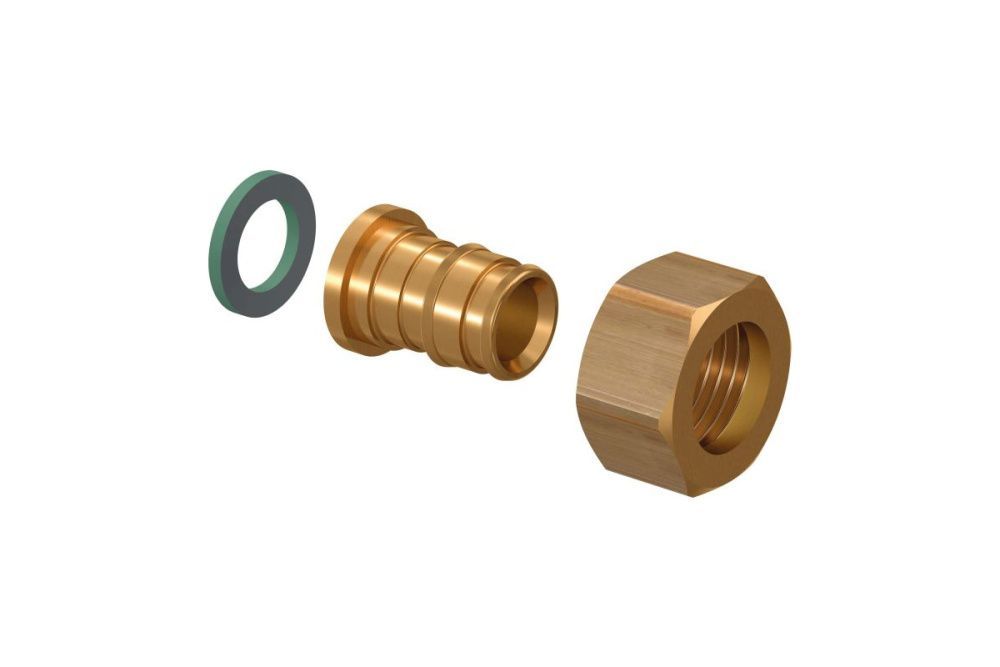 Штуцер UPONOR Q&E с накидной гайкой 16-1/2"НГ латунный