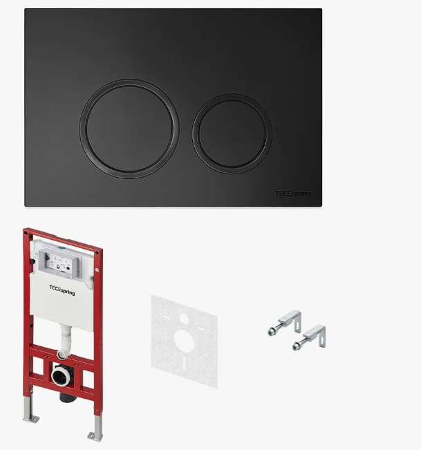 Комплект TECEspring, панель смыва с круглыми кнопками Черный матовый