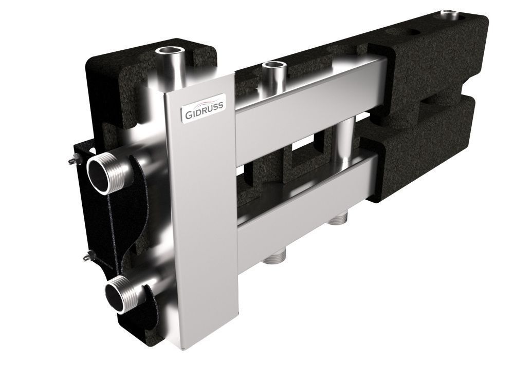 Балансировочный коллектор BMSS-60-3D.EPP (вх.G 1″, 2+1 контура G 1″,кронштейны, изол.) GIDRUSS