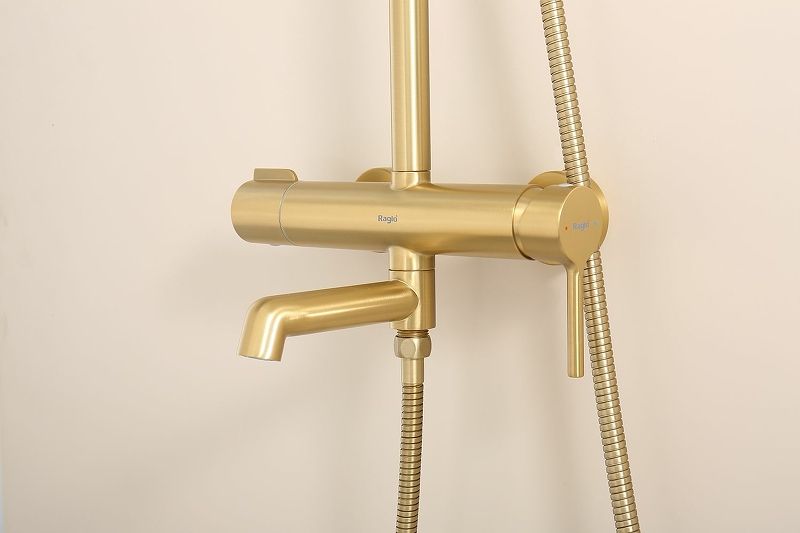 Душевая система для ванны с поворотным изливом, золотой Сатин, RAGLO 