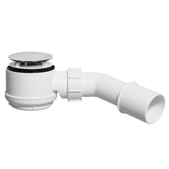 Сифон бутыл. д/поддона хром (слив DN50-60мм), выпуск пласт. 70мм, грибок н/ж, H трапа 65мм ,выход DN40/50мм McAlpine