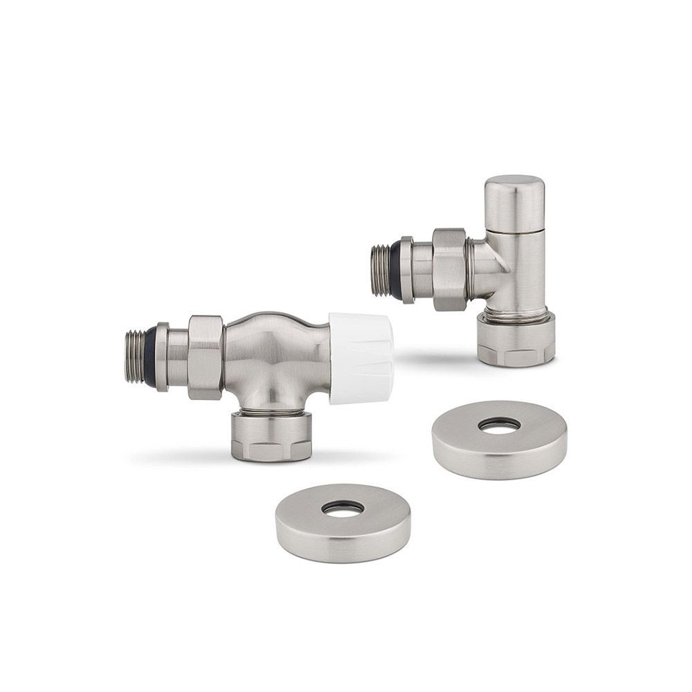 Комплект радиаторных клапанов 1/2х3/4Ek осевой матовый никель Varmega