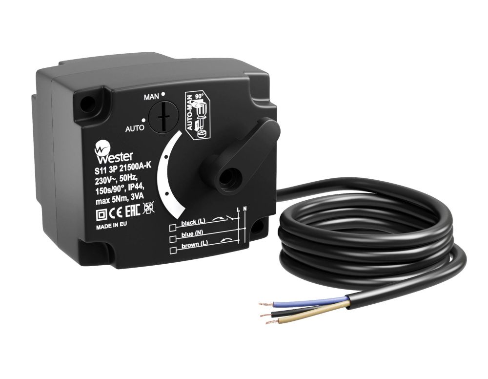 Привод Wester S11 3P 21500А-K 230 VAC 50 Hz 150s/90° 3-точ SPDT 5 Nm