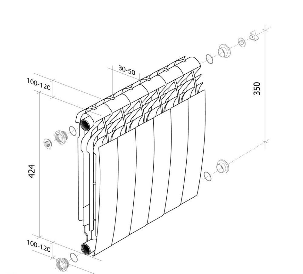 Радиатор биметаллический BiLiner Silver Satin 350/87  6 секций (серый) Royal Thermo