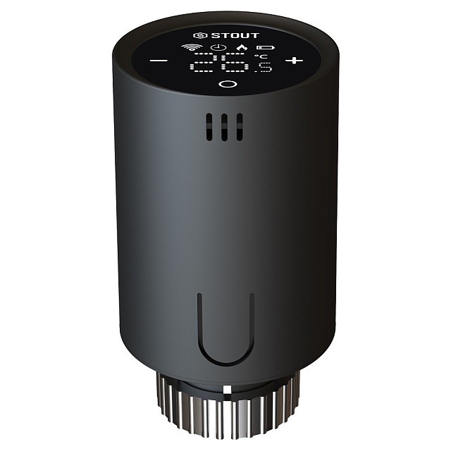 Термостатическая головка умная Zigbee, черная Stout