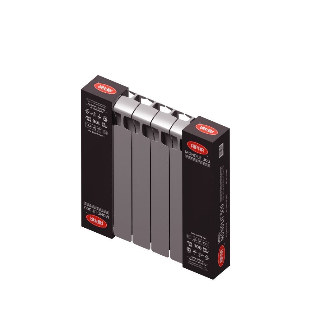 Радиатор биметаллический Monolit Ventil 500/100  6 секции (MVR) нижнее справа Титан Rifar