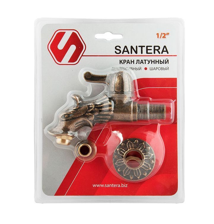 Кран садовый шаровый "Дракон" НР 1/2, штуцер 3/4, цвет бронза SANTERA