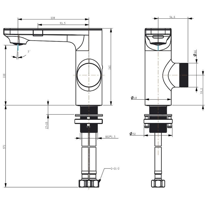 Смеситель на раковину MORANS сенсорный, с термостатом, черный матовый, BERGES
