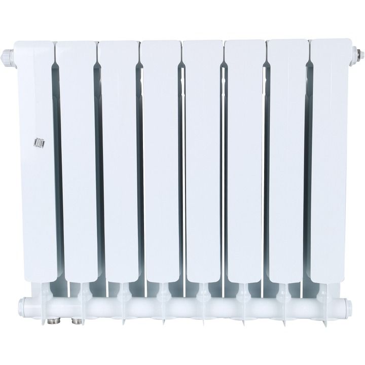 Радиатор биметаллический секционный Space 500/90 мм 8 секций белый нижнее правое подключение STOUT