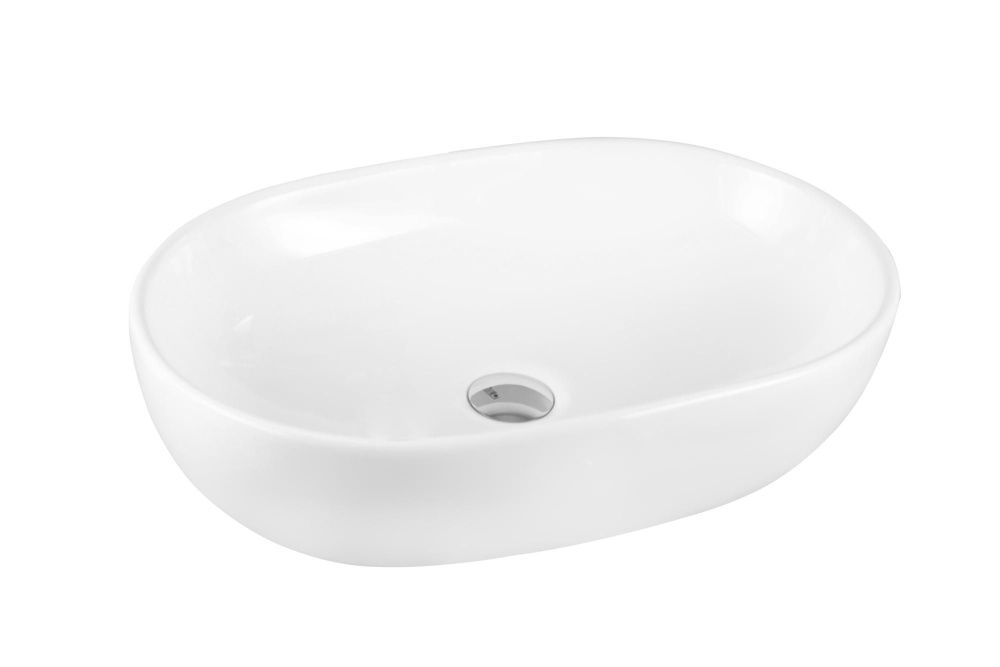 Раковина накладная овальная NUAGE (600*420*140),без перелива,белый глянец,MILLEAU