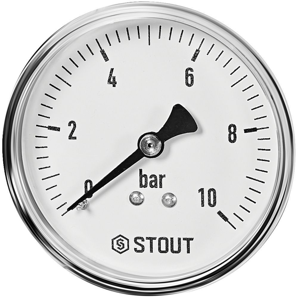 Манометр аксиальный. Корпус Dn 63 мм 1/4 , 0...10 бар, кл.2.5 STOUT 