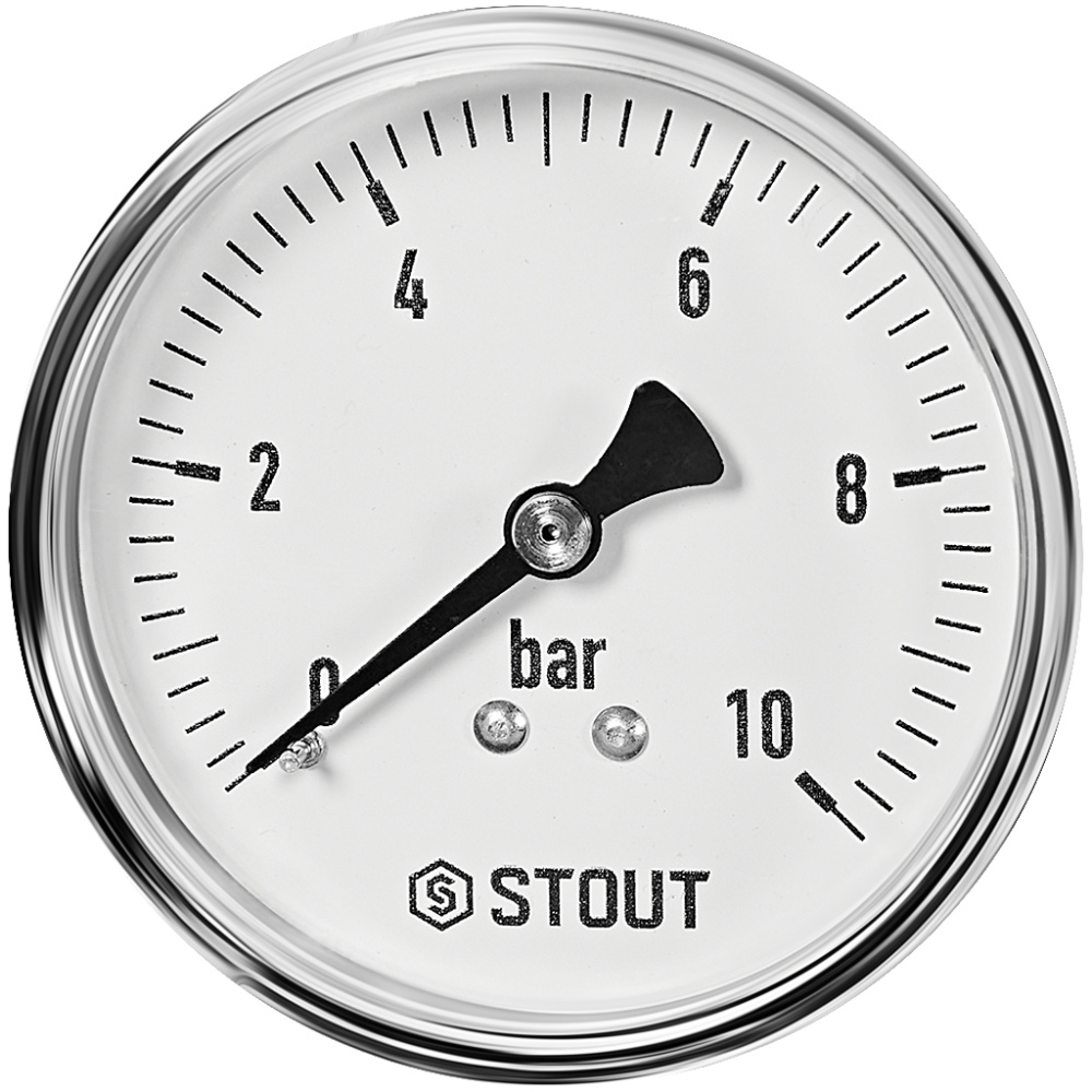Манометр аксиальный. Корпус Dn 63 мм 1/4 , 0...10 бар, кл.2.5 STOUT 