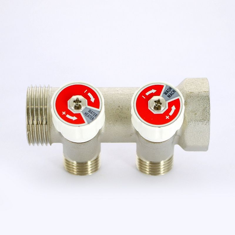 Коллектор с вент. вставками НВ 1" 2х1/2" Н 40мм никель Uni-Fitt