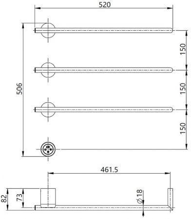Полотенцесушитель электрический (встраиваемый) 520*506 с терморегулятором, цвет Золотой сатин, AQM