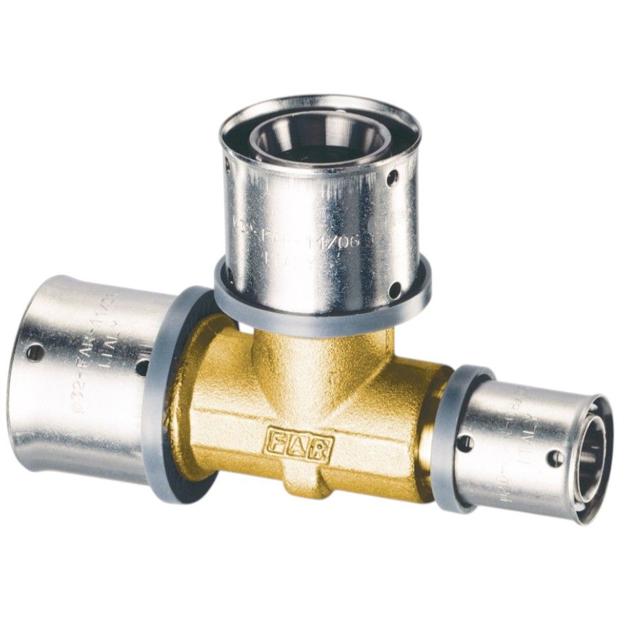 Тройник 20-16-16 латунь, пресс FAR