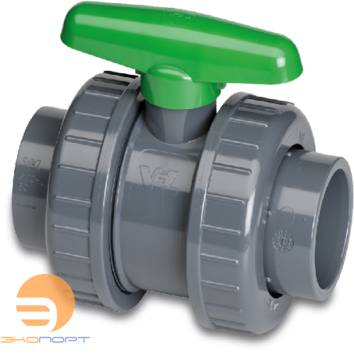 Кран шаровой двухразъемный (50)  VITON  PVC-U
