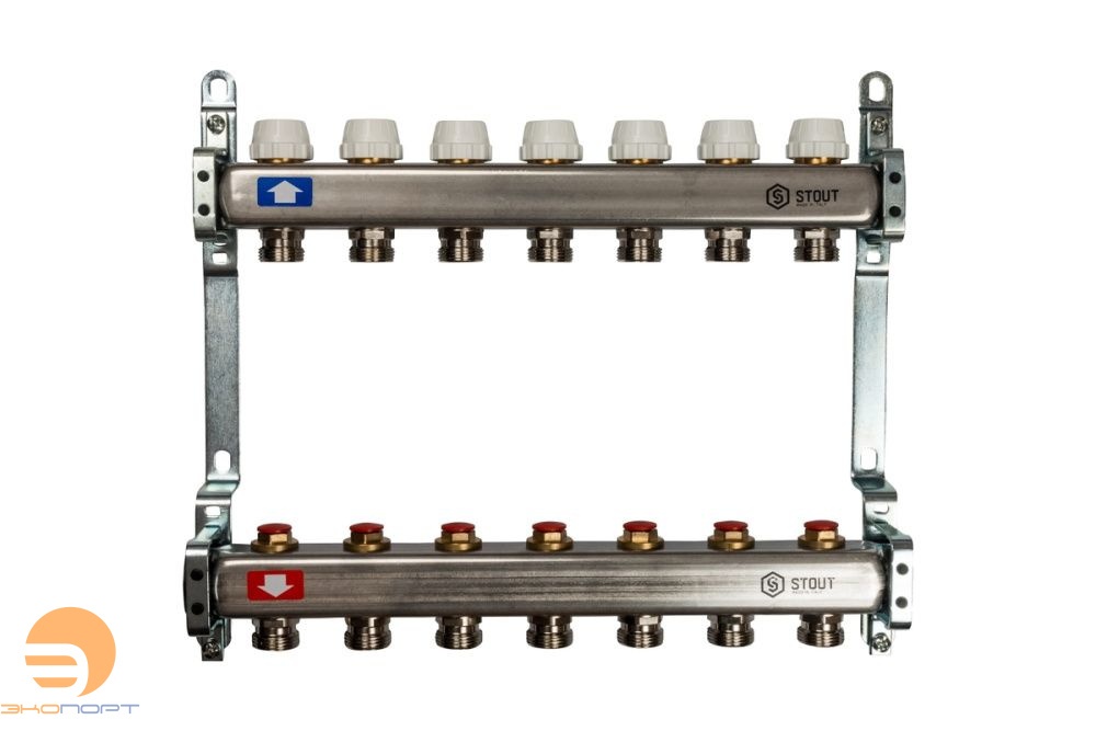Коллектор  7 вых с вент вставками (без заглушек) Stout