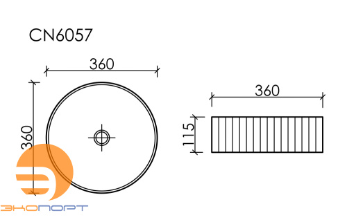 Раковина накладная Элемент (Element) 360x360x115мм (CN6057MHL) Серо-Голубой Матовый Ceramicanova