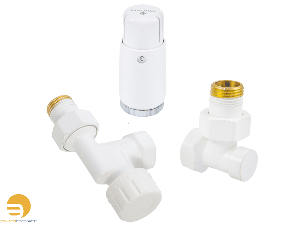 Комплект аксиальный БЕЛЫЙ DN15 GZ1/2 x GW1/2 с головкой MINI M30x1,5 Schlosser