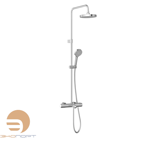 Система душевая Base Round с термостатическим смесителем и ручным душем, изливом, хром латунь, VitrA