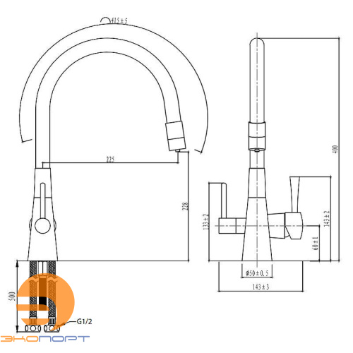 Смеситель для кухни COMFORT, с подключ. к фильтру, графит, LEMARK