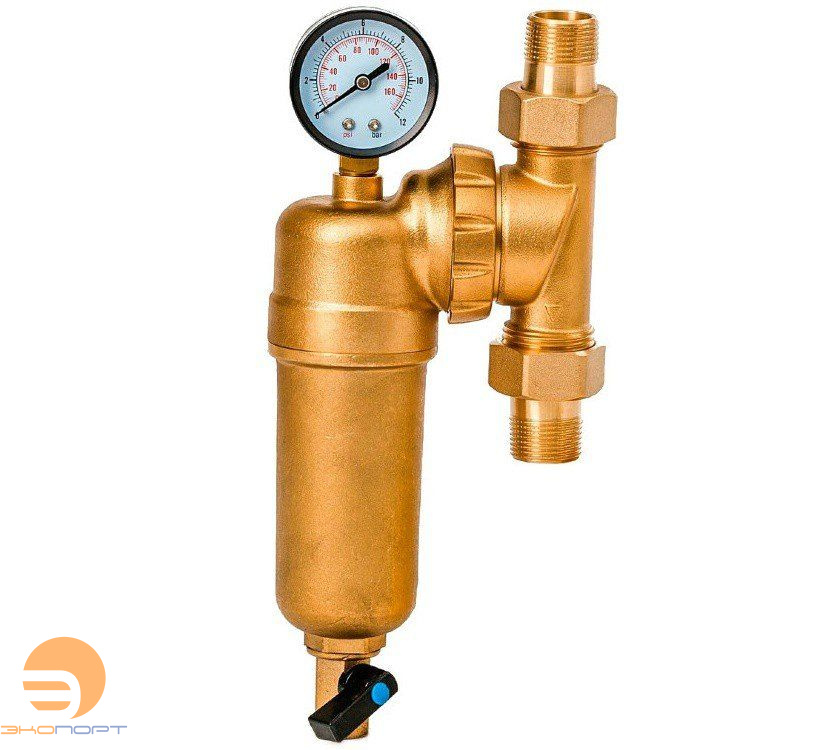 Фильтр Гейзер "Бастион  (3/4"  гор. вода, поворотный, с манометром d60)
