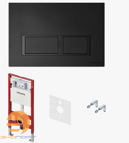 Комплект TECEspring, панель смыва с прямоугольными кнопками Черный матовый Комплект TECEspring, панель смыва с прямоугольными кнопками Черный матовый