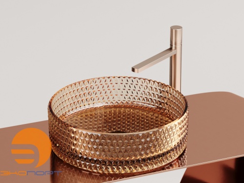 Раковина накладная Кристалл (Cristal) 360x360x112мм (CN6058) Прозрачный бежевый Ceramicanova