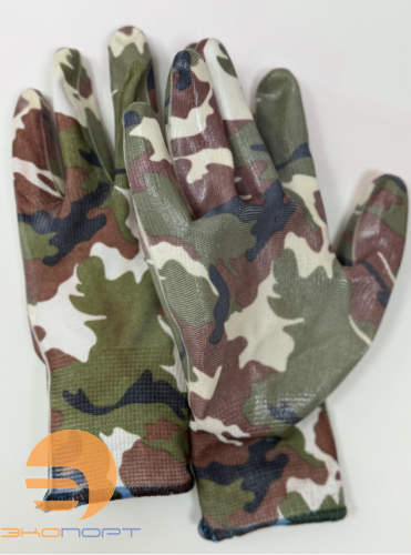 Перчатки нейлон 13 класс с нитриловым покрытием 12/240 р.8 (M) GM1014-Military-8 Hortus Military
