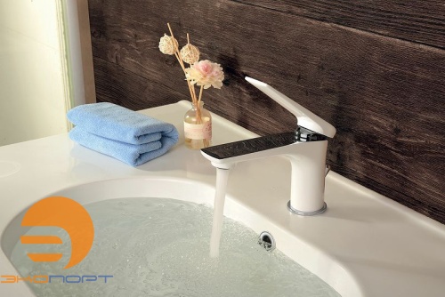 Смеситель для умывальника ALLEGRO, монолитный, хром/белый, LEMARK